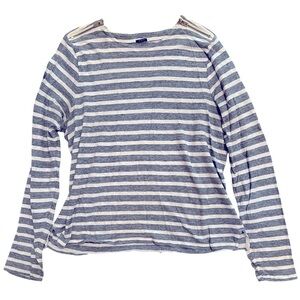 J Crew long sleeve denim colored and white striped 100% cotton shirt